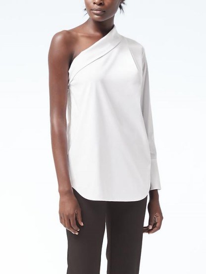 Banana Republic Easy Care One-Shoulder Top - flipped
