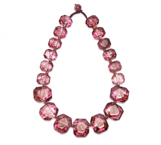LOLA ROSE Elemental Chunky Nugget Necklace Burgundy Rock Crystal ~ statement necklaces