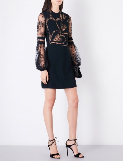 ELIE SAAB Heart cutout floral-lace and crepe mini dress | LBD - flipped