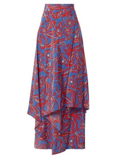 DIANE VON FURSTENBERG Elsden-print silk-crepe maxi skirt ~ layered skirts - flipped