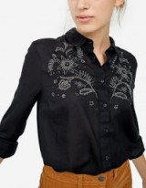 STRADIVARIUS Embroidered rodeo shirt | black floral western shirts