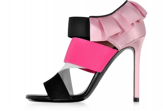 EMILIO PUCCI Black, White and Fuchsia Suede and Silk High Heel Sandals #heels #statement #pink #girly #shoes - flipped