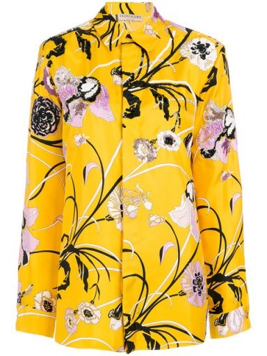 EMILIO PUCCI embroidered flower shirt ~ yellow floral print shirts - flipped