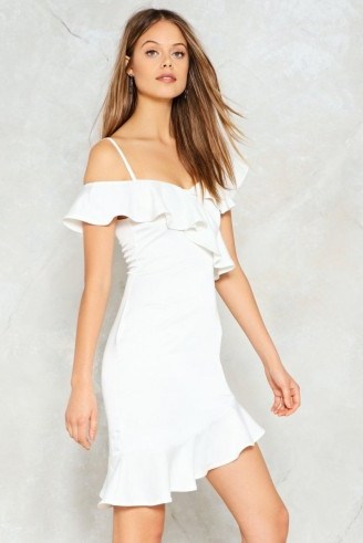 NASTY GAL End It On This Ruffle Dress ~ white off shoulder party dresses - flipped