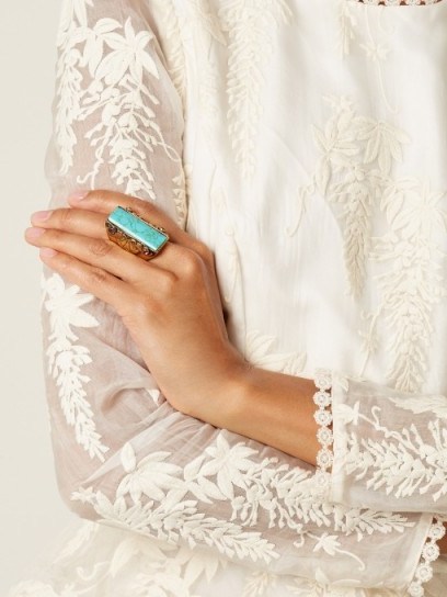 ETRO Engraved stone-embellished turquoise ring ~ statement jewellery - flipped