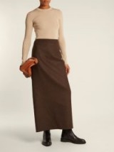 THE ROW Ernst high-rise double-faced wool skirt ~ long dark-brown skirts ~ effortless style clothing