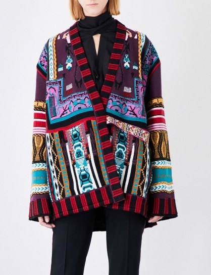 ETRO Patchwork jacquard-knitted cardigan | multi-coloured oversized cardigans - flipped