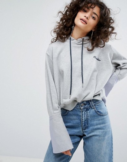 EVIDNT Two in One Hoody Top | grey fluted sleeve hoodies | casual tops