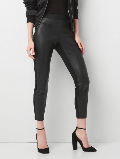 GAP Faux leather-front leggings #trousers #black #skinny - flipped