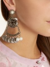 ERDEM Faux-pearl flower-drop clip-on earrings