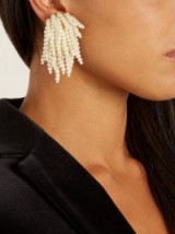 OSCAR DE LA RENTA Faux-pearl tassel-drop clip-on earrings