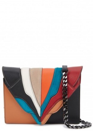 ELENA GHISELLINI Felina leather and suede shoulder bag ~ chic multi-colour bags - flipped