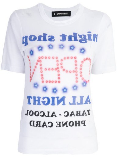 FILLES A PAPA Night Shop T-shirt / white slogan tee / graphic print t-shirts - flipped