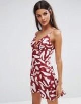 Finders Mercurial Print Mini Dress | berry-red plunge neck dresses