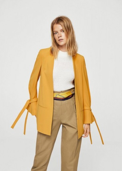 Mango Flared sleeve blazer ~ mustard-yellow blazers ~ jackets - flipped