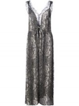 FLEUR DU MAL Margo shift midi dress ~ grey silk and lace snake print dresses