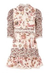 Topshop Floral Lace Strappy Back Dress – printed high neck dresses – romantic style fashion