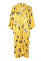 Topshop Floral Print Maxi Kimono Jacket | oriental style fashion | mustard-yellow kimonos