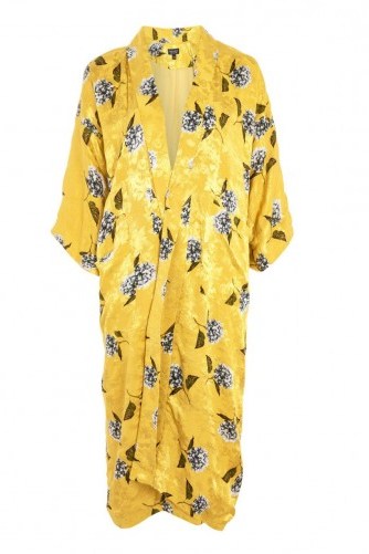 Topshop Floral Print Maxi Kimono Jacket | oriental style fashion | mustard-yellow kimonos - flipped