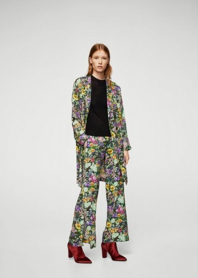 MANGO Floral print trousers GIRALDA | slit leg flares - flipped