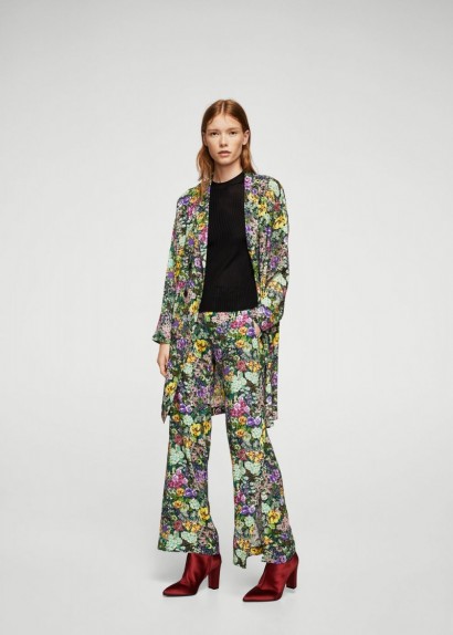 MANGO Floral print trousers GIRALDA | slit leg flares