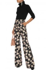 ROCHAS Floral-print cotton bootcut pants ~ flared trousers