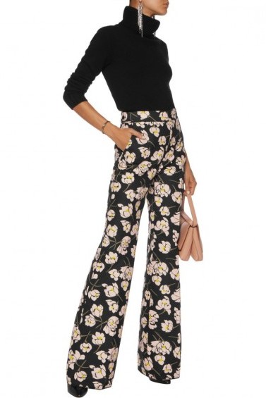 ROCHAS Floral-print cotton bootcut pants ~ flared trousers - flipped