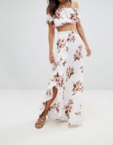 Flynn Skye Floral Maxi Skirt Co-Ord With Ruffle And Side Split | long ruffled skirts