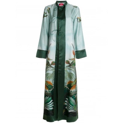 FOR RESTLESS SLEEPERS FOREST AND BIRD PRINT KIMONO DRESS - flipped