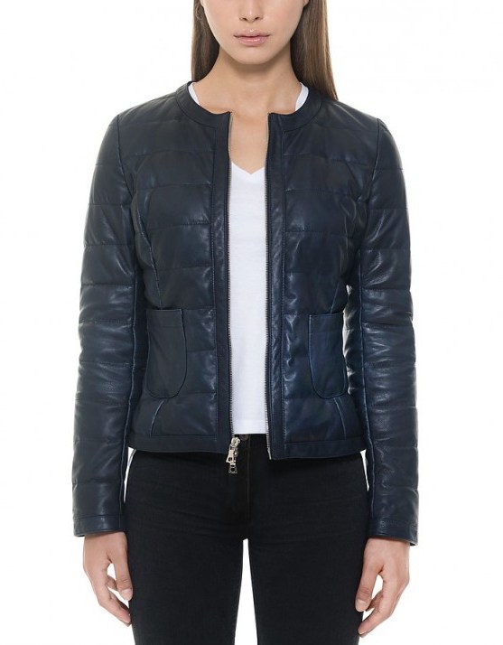 FORZIERI Dark Blue Quilted Leather Women’s Jacket #jackets #casual #stylish - flipped