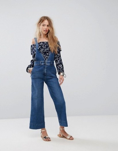 Free People A-Line Dungarees | denim overalls - flipped