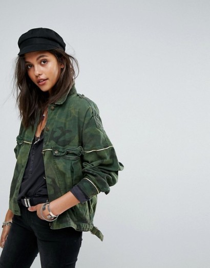 Free People Slouchy Military Camo Jacket