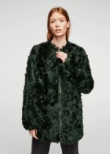 MANGO Fur leather coat NADINE7 | fluffy green coats