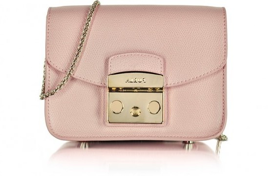 FURLA Metropolis Moonstone Leather Mini Crossbody Bag #bags #pink #handbags - flipped