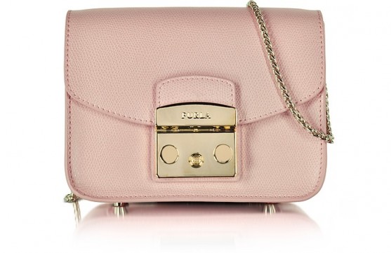 FURLA Metropolis Moonstone Leather Mini Crossbody Bag #bags #pink #handbags