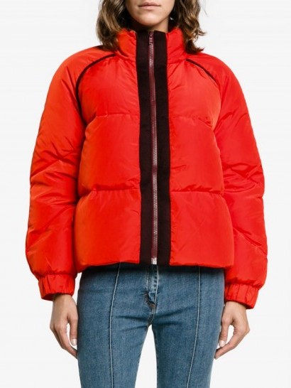 Ganni Fountain Contrast Trim Puffer Coat | padded red winter coats - flipped