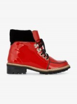 Ganni Patent Leather Flat Boots | glossy red boots