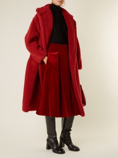 MAX MARA Gioia skirt ~ red velvet pleated skirts - flipped