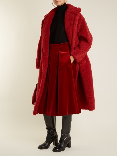 MAX MARA Gioia skirt ~ red velvet pleated skirts