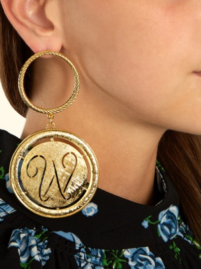 EMILIA WICKSTEAD Glenda gold-plated hoop and disc-drop earrings ~ statement jewellery