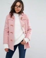 Gloverall Slim Fit Mid Length Duffle Coat | pink hooded coats