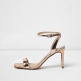 River Island Gold barely there strappy court heel sandals