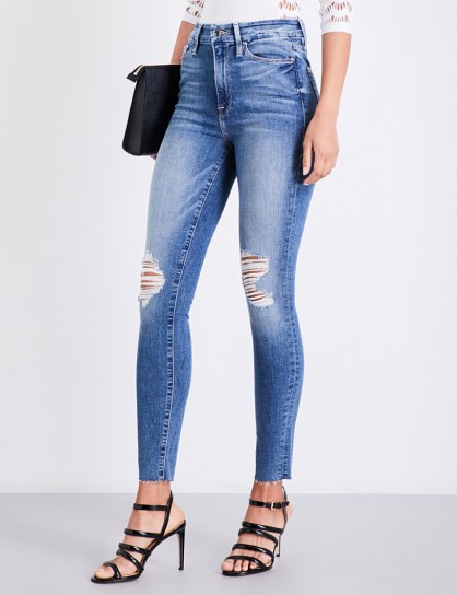 GOOD AMERICAN Good Waist Raw Edge distressed skinny high-rise jeans ...