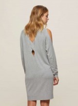 MISS SELFRIDGE Grey Cross Back Slouchy Knitted Dress | open shoulder dresses