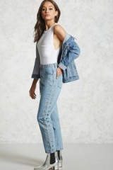 Forever 21 Grommet Cutout Jeans | light blue denim