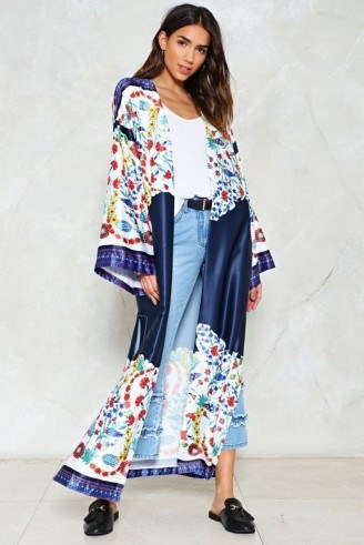 Nasty Gal Grow and Behold Floral Kimono ~ long satin kimonos - flipped