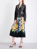 GUCCI Floral pleated silk-satin skirt | black midi skirts