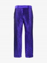 Haider Ackermann Mid-Rise Trousers With Net Embroidery / shiny iridescent blue straight leg pants
