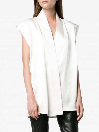 Haider Ackermann Wrap Around Sleeveless Top | white sleeveless satin-silk tops