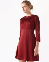 JIGSAW HAMMERED SILK IRIS DRESS / berry fit and flare dresses